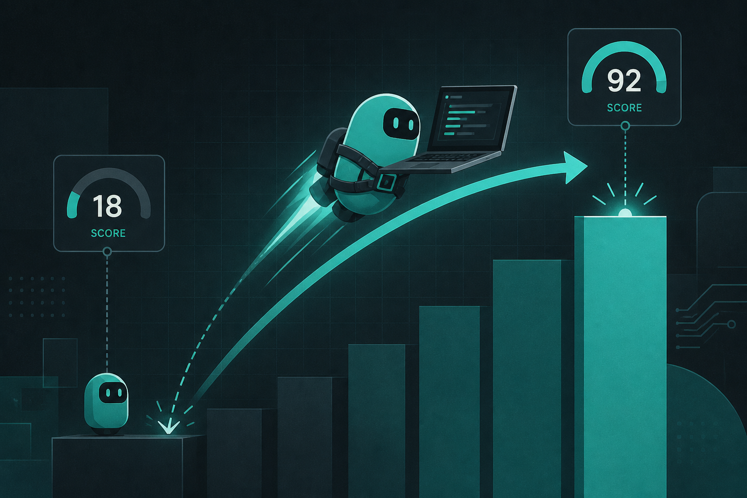 Score jump when an agent gains a real runtime